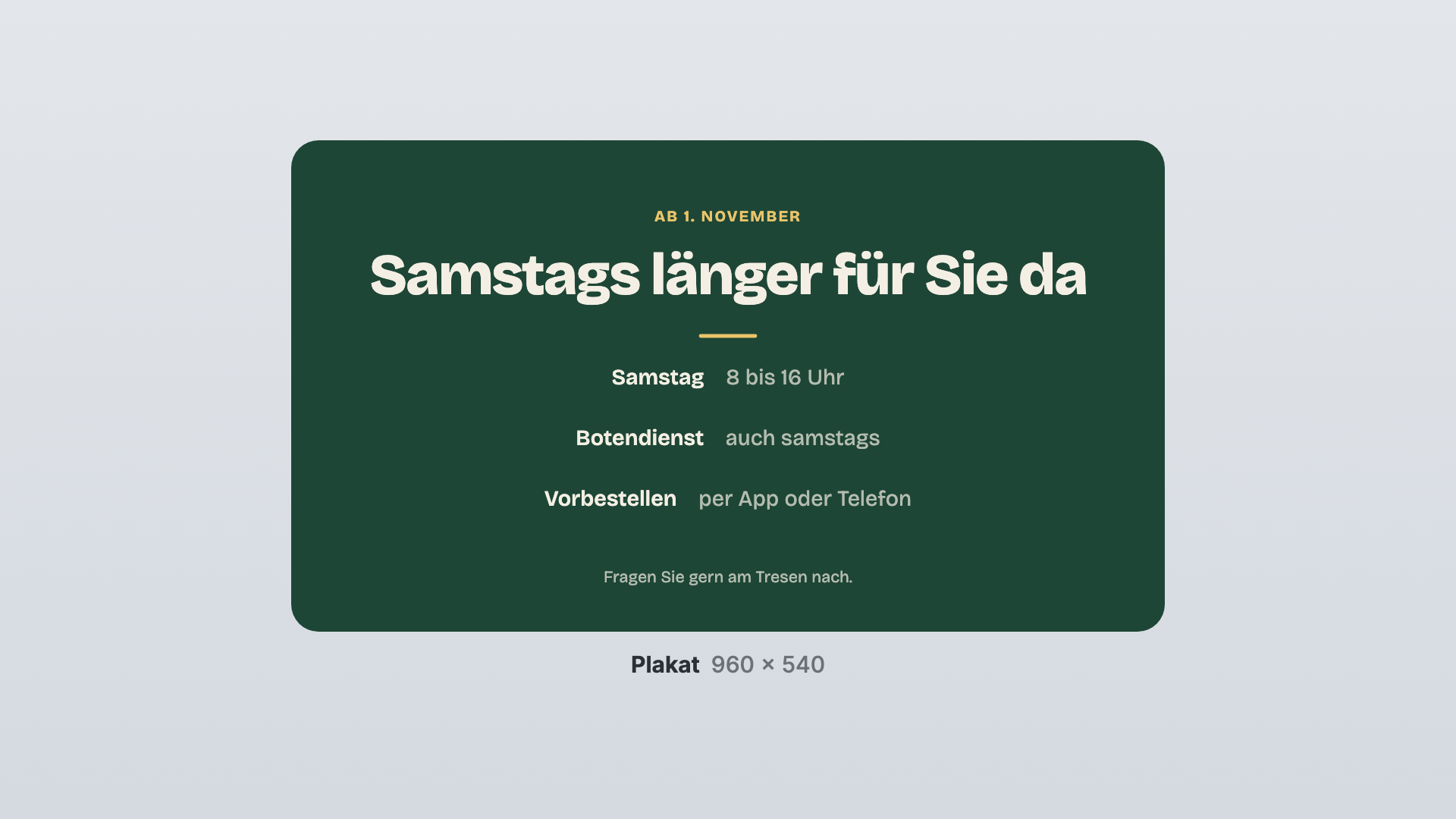 Aushang in der Ansicht Plakat