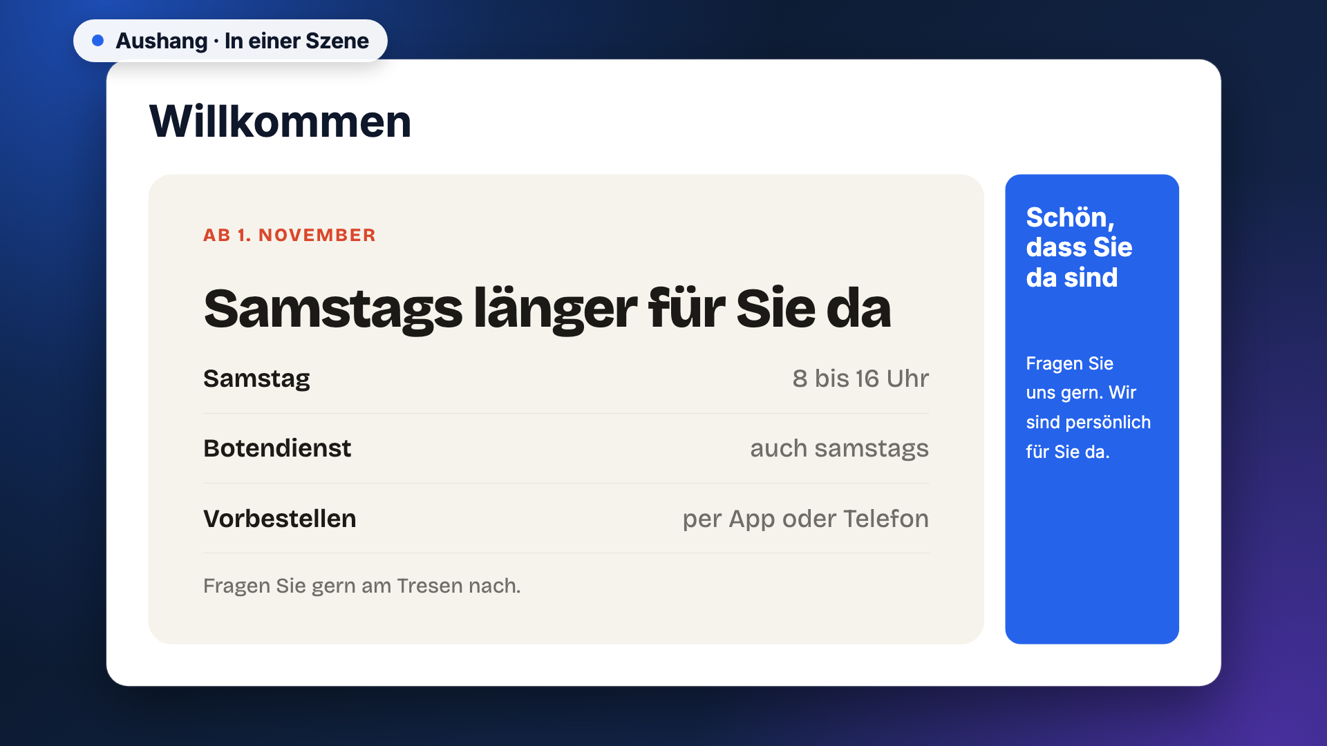 Aushang in der Ansicht scene-example
