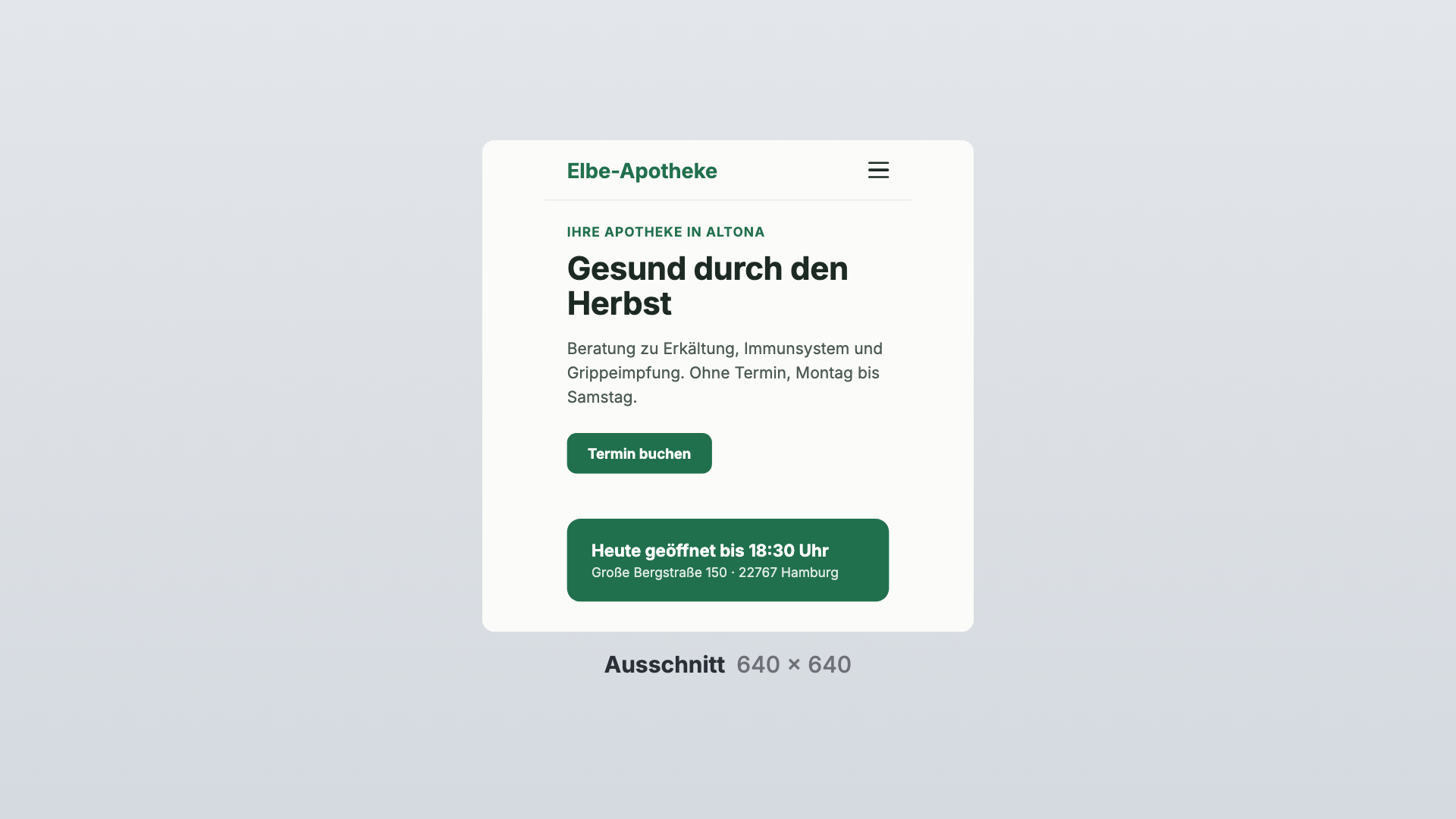 Webseite in der Ansicht Ausschnitt