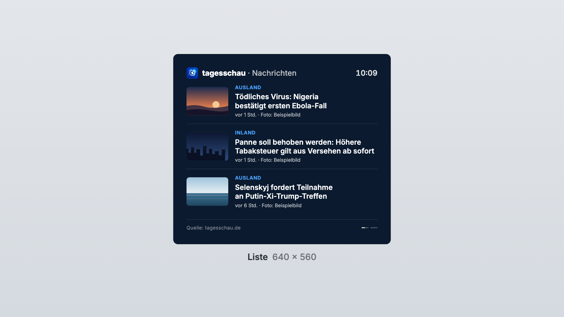 Tagesschau in der Ansicht Liste