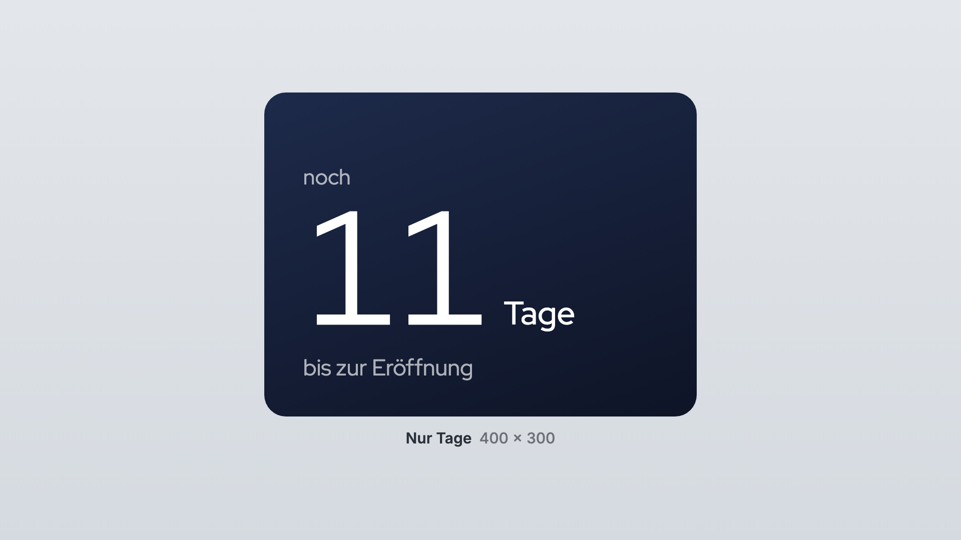 Countdown in der Ansicht Nur Tage