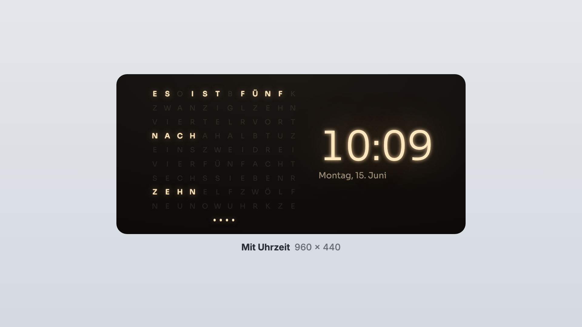 Wort-Uhr in der Ansicht Mit Uhrzeit