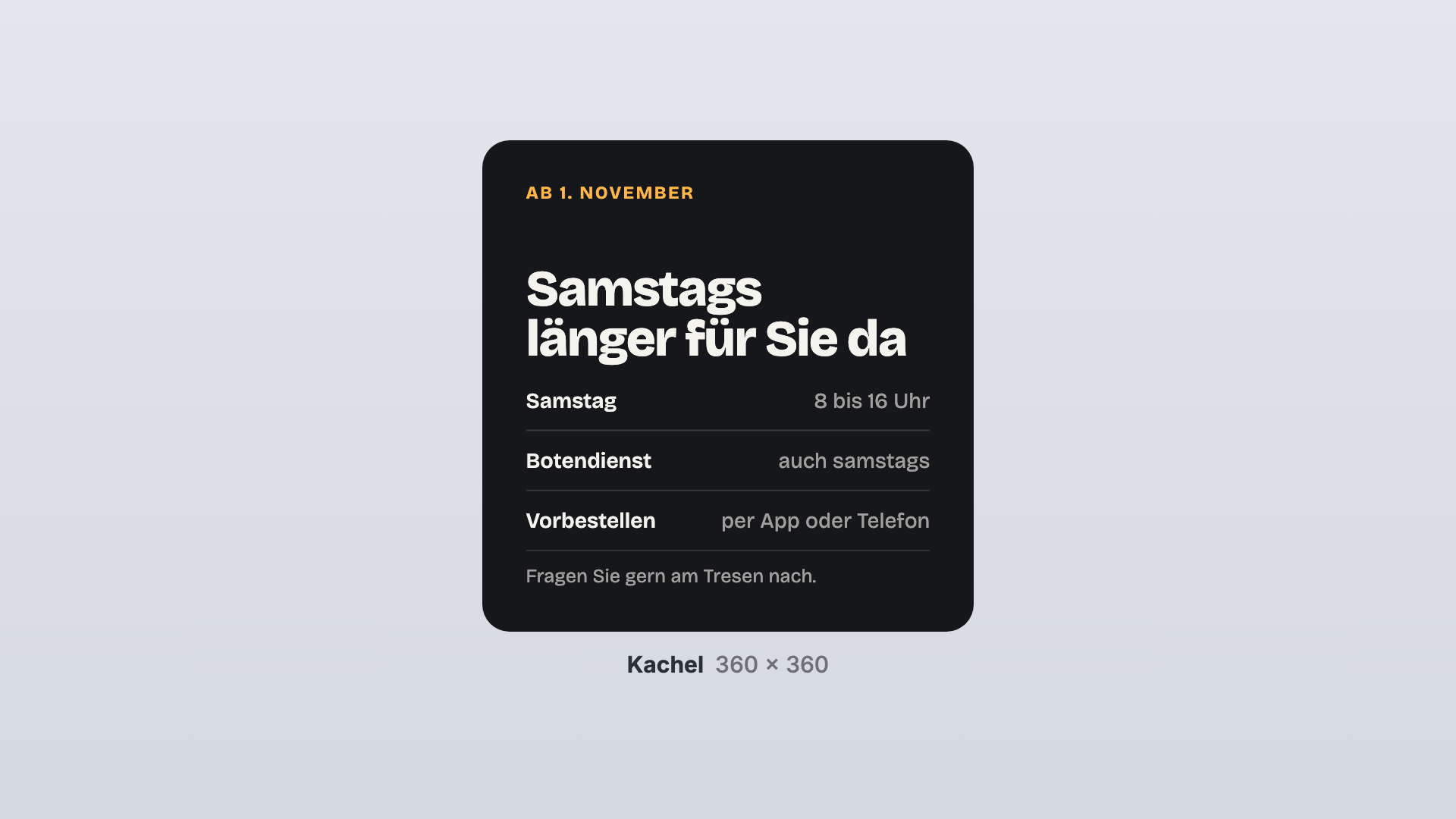 Aushang in der Ansicht Kachel