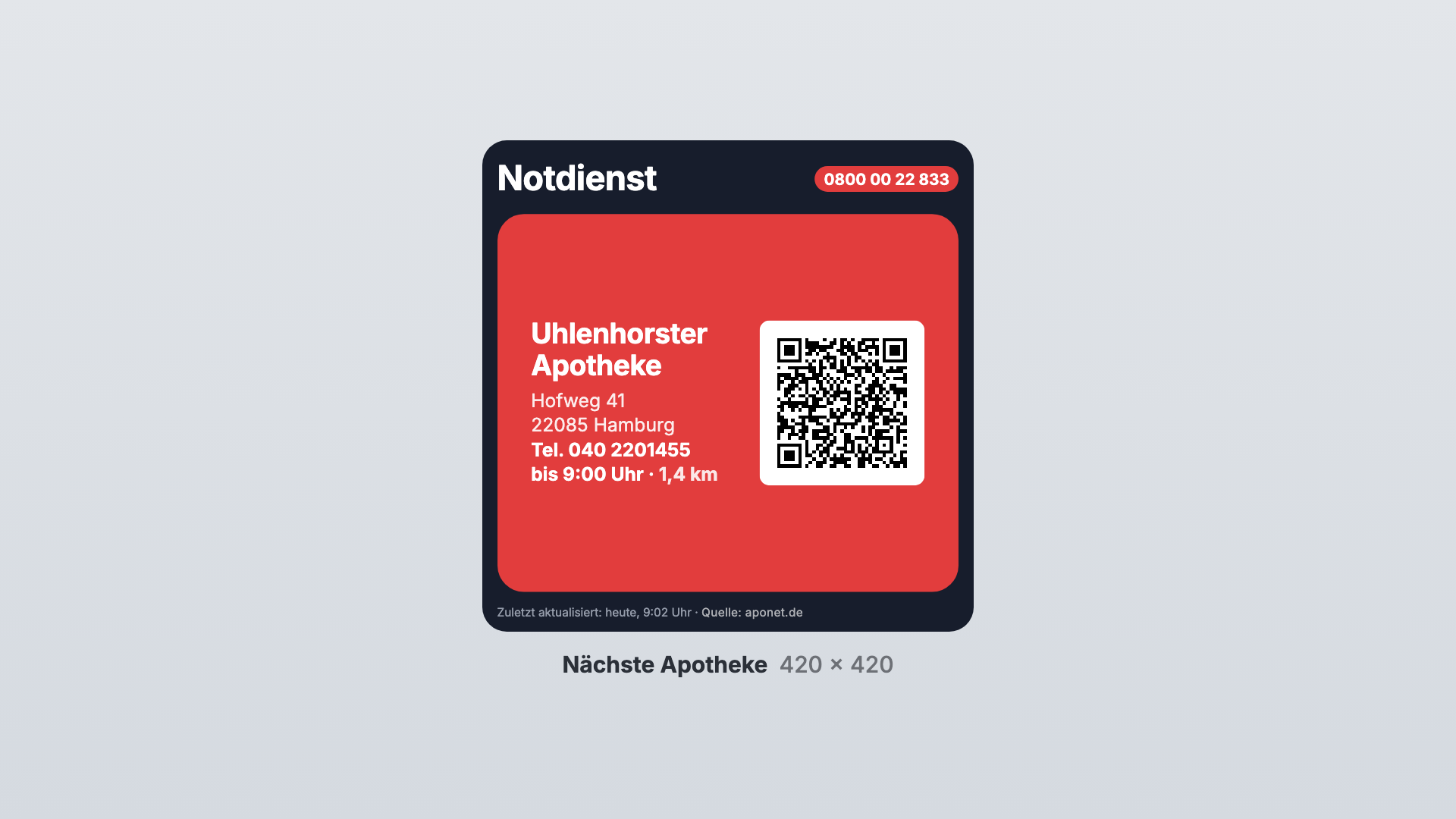 Notdienst in der Ansicht Nächste Apotheke