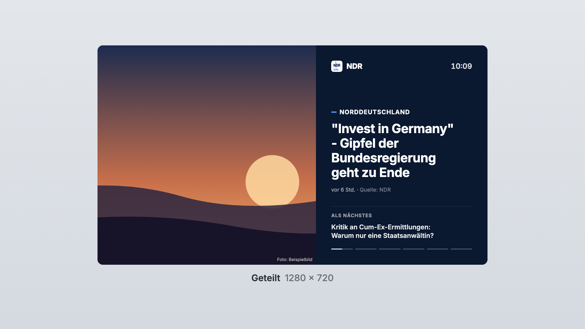NDR in der Ansicht Geteilt