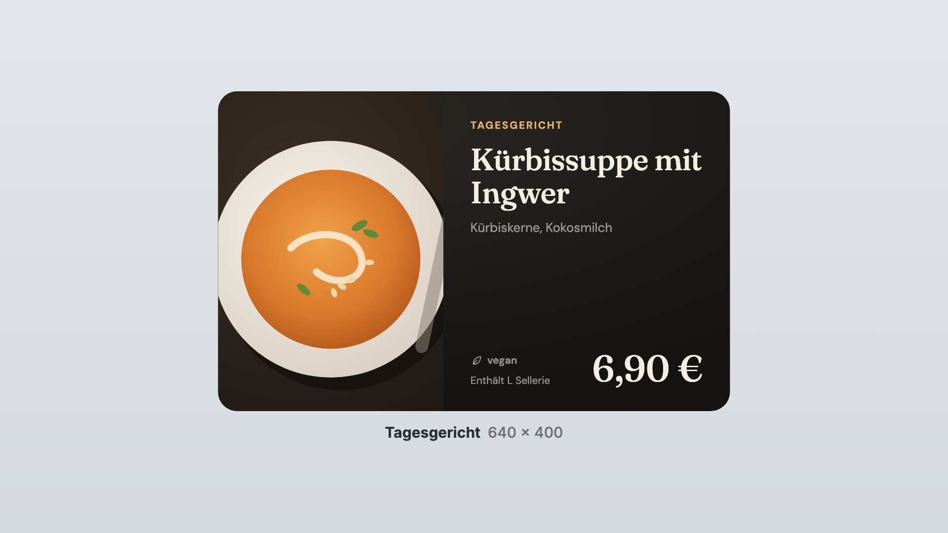 Menükarte in der Ansicht Tagesgericht