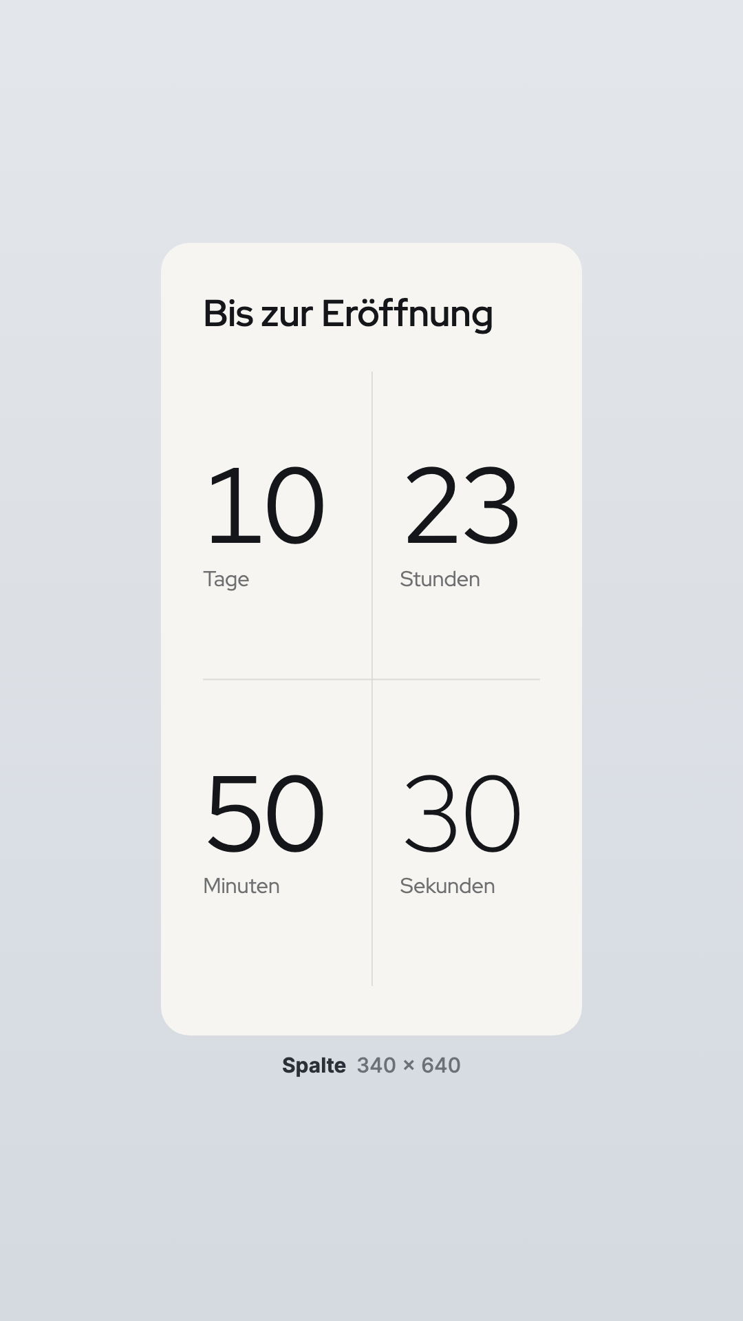 Countdown in der Ansicht Spalte