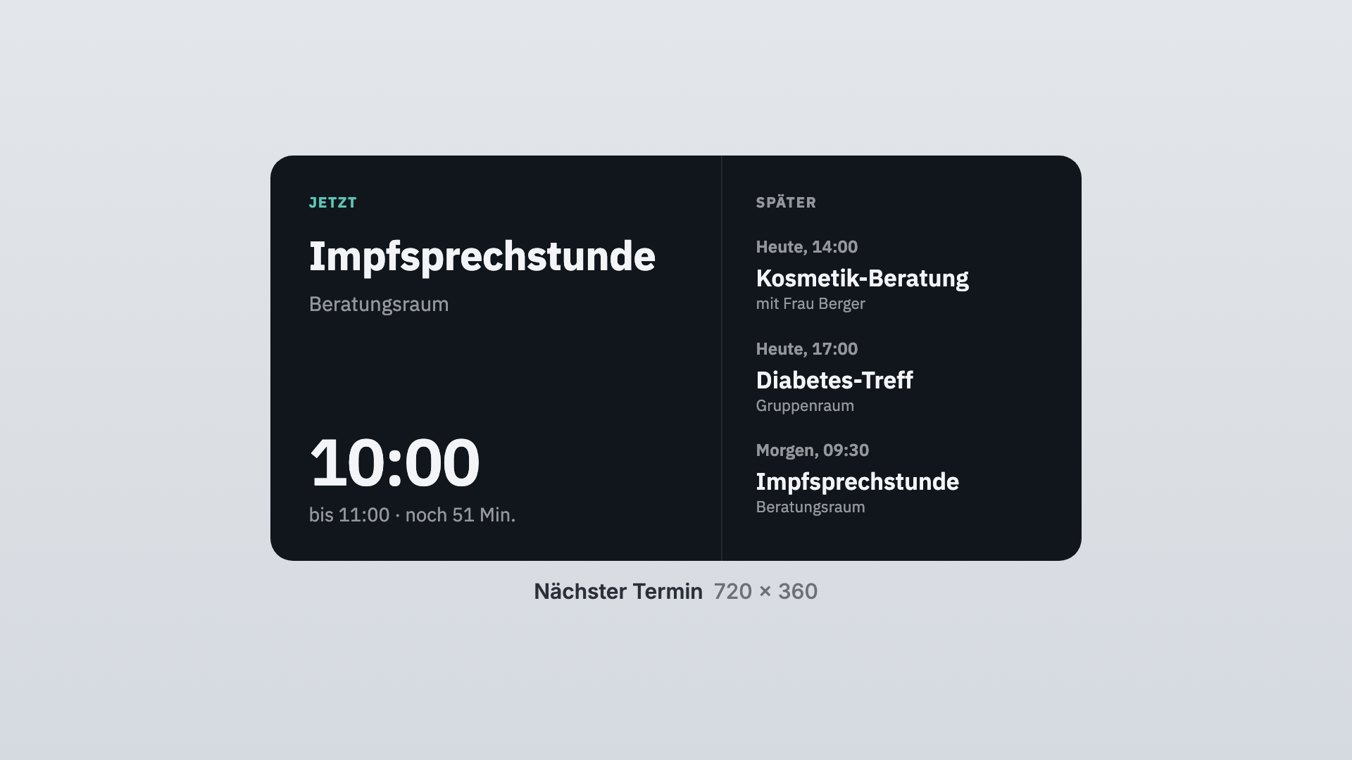 Kalender in der Ansicht Nächster Termin