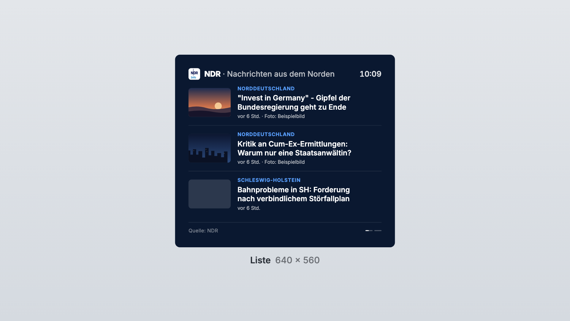 NDR in der Ansicht Liste