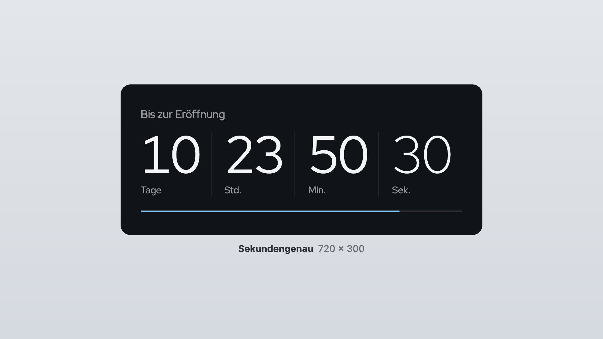 Countdown in der Ansicht Sekundengenau