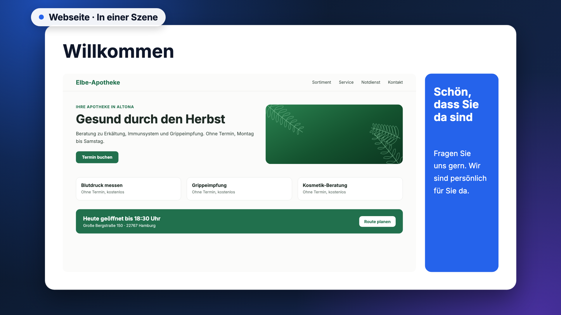 Webseite in der Ansicht scene-example