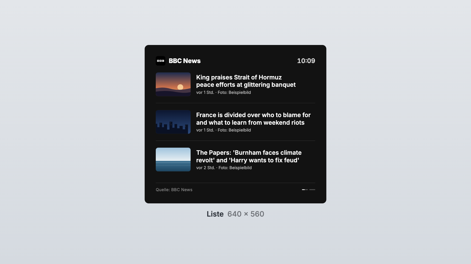 BBC News in der Ansicht Liste
