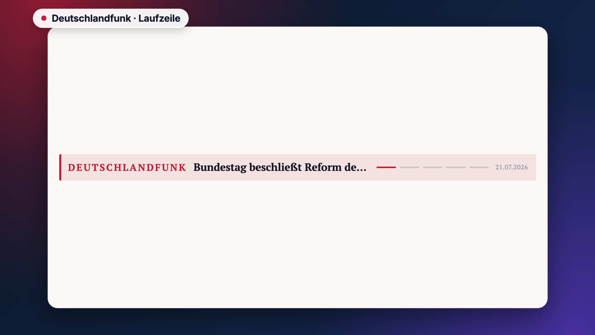 Deutschlandfunk in der Ansicht Laufzeile