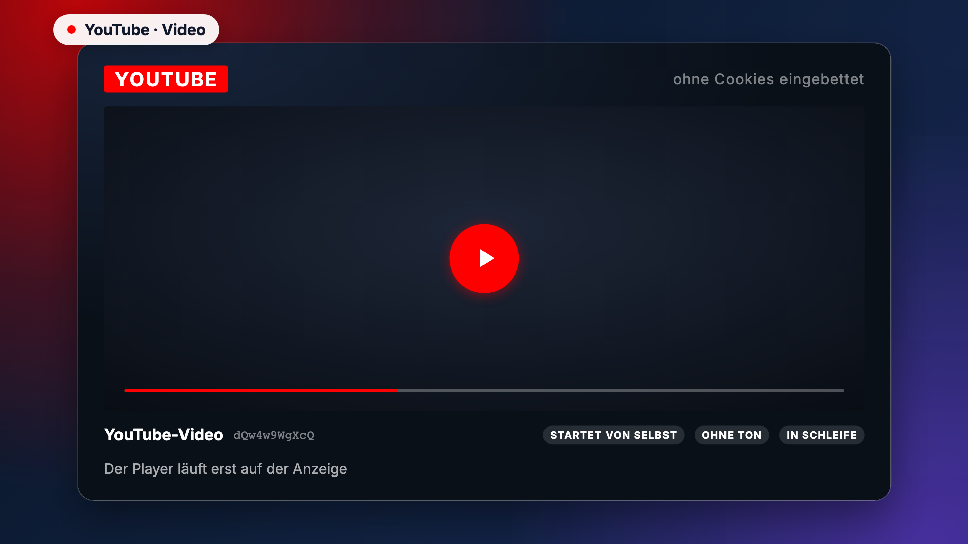 YouTube in der Ansicht Video