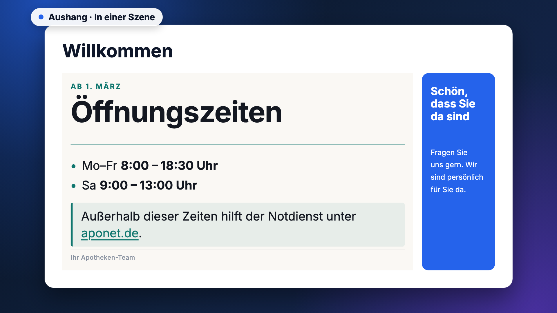 Aushang in der Ansicht scene-example