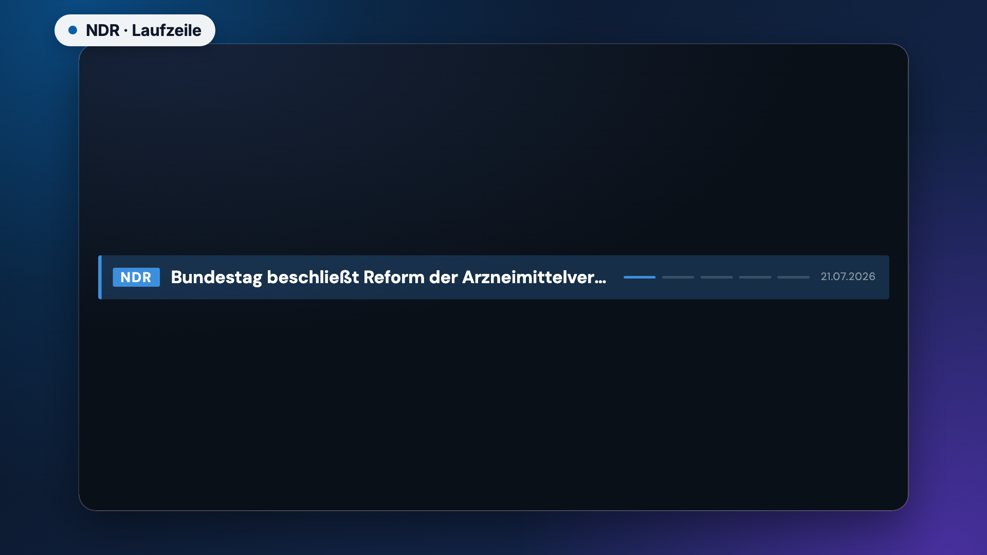 NDR in der Ansicht Laufzeile