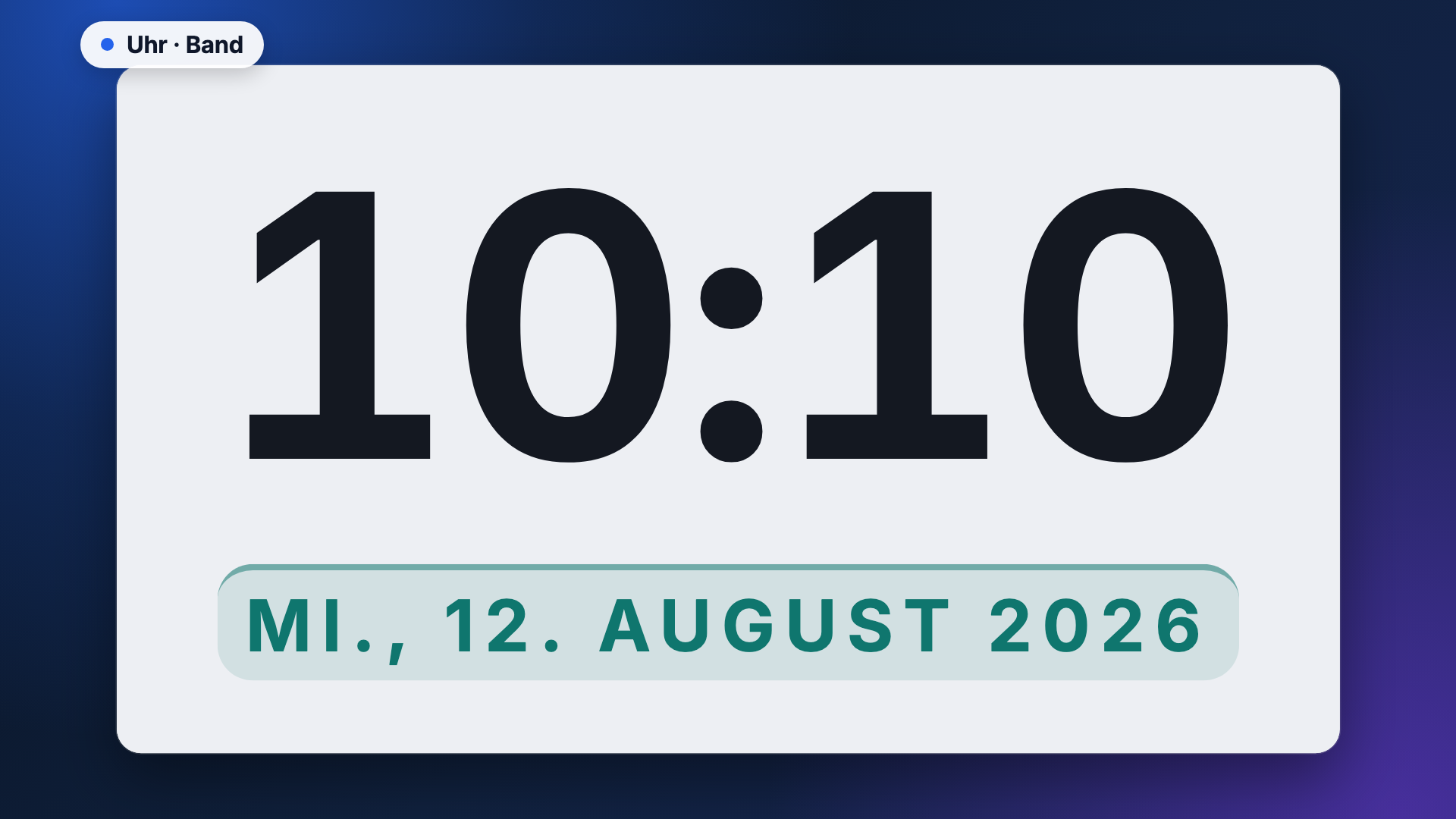Uhr in der Ansicht Band