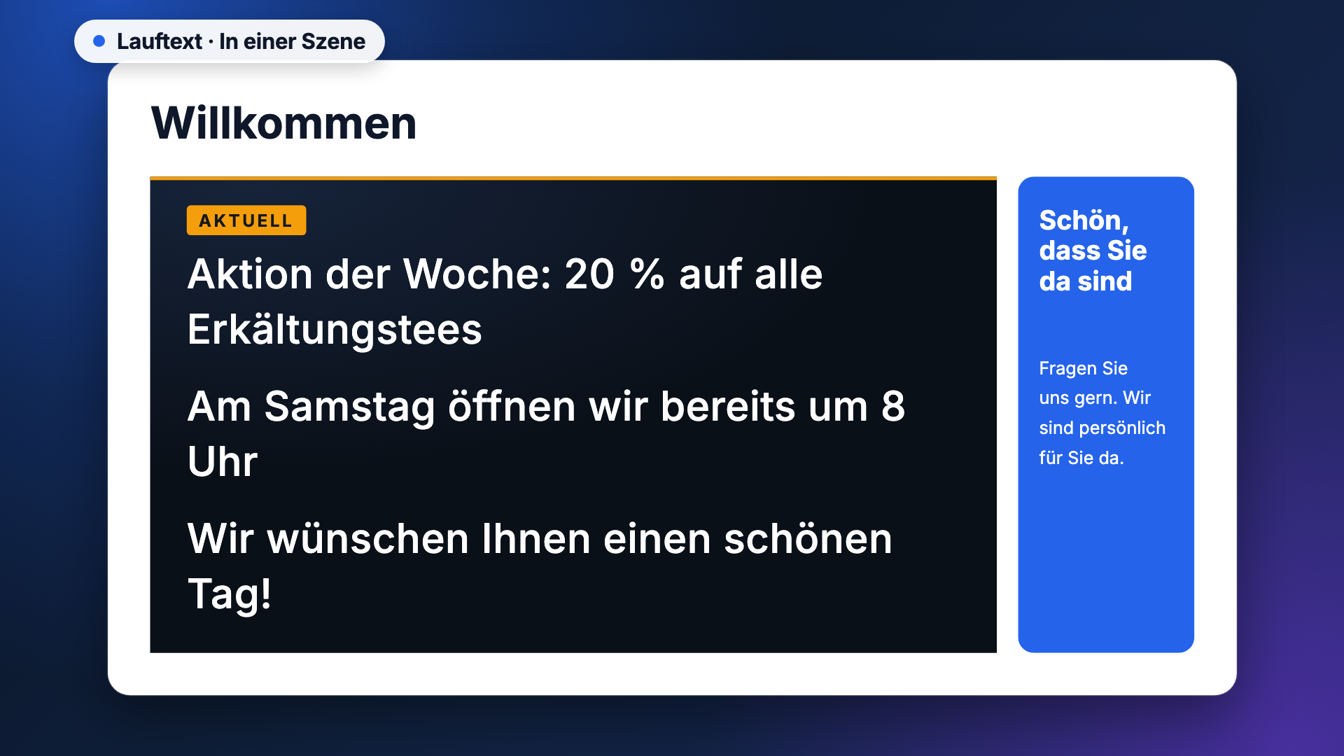 Lauftext in der Ansicht scene-example