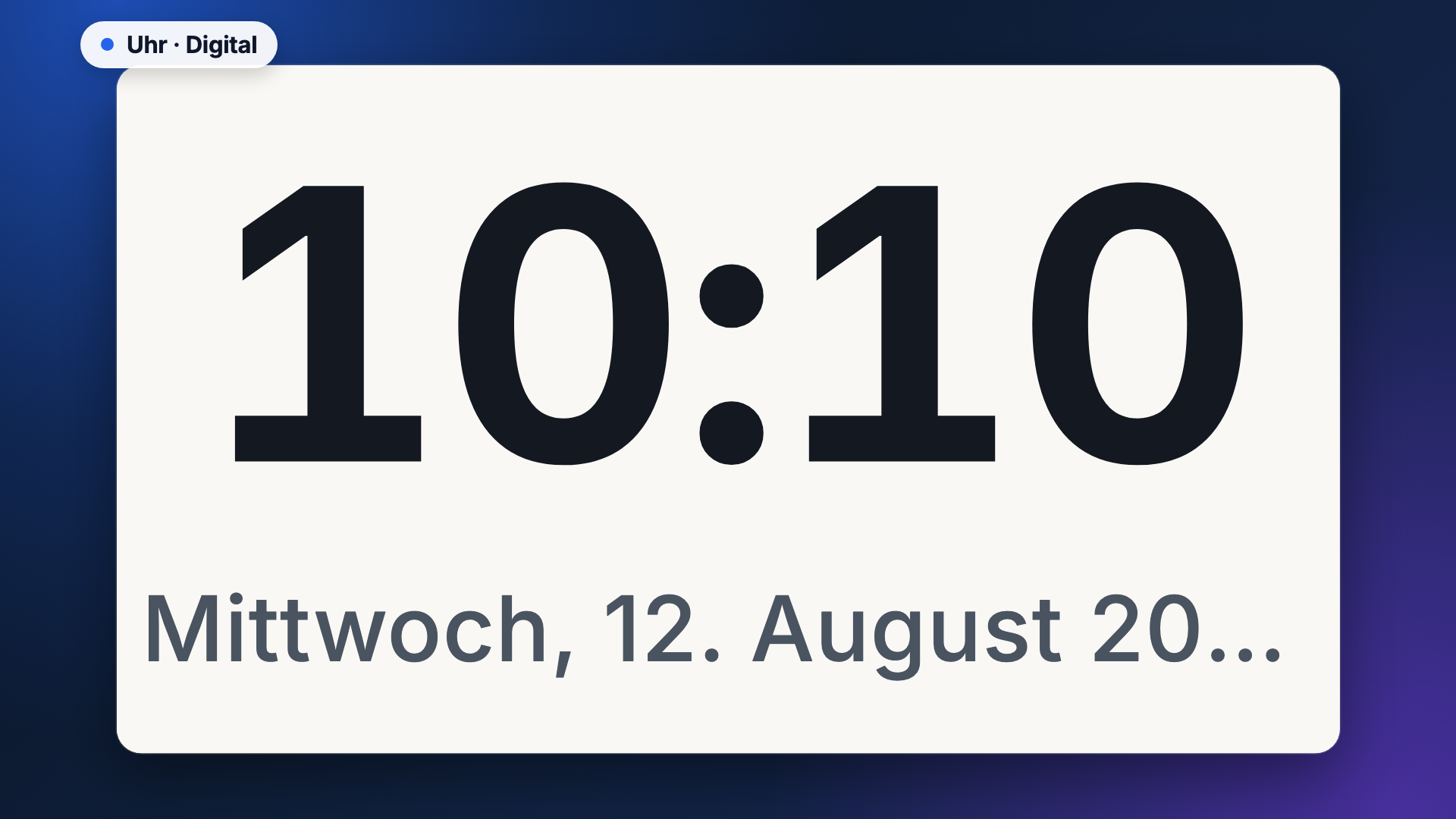 Uhr in der Ansicht Digital