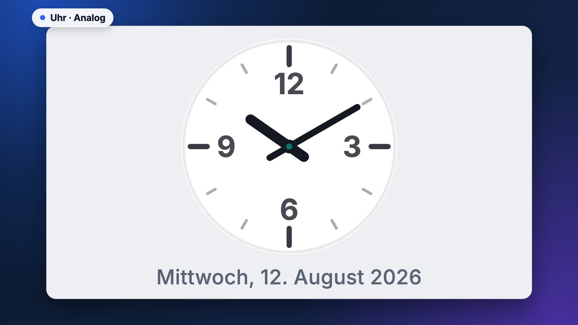 Uhr in der Ansicht Analog
