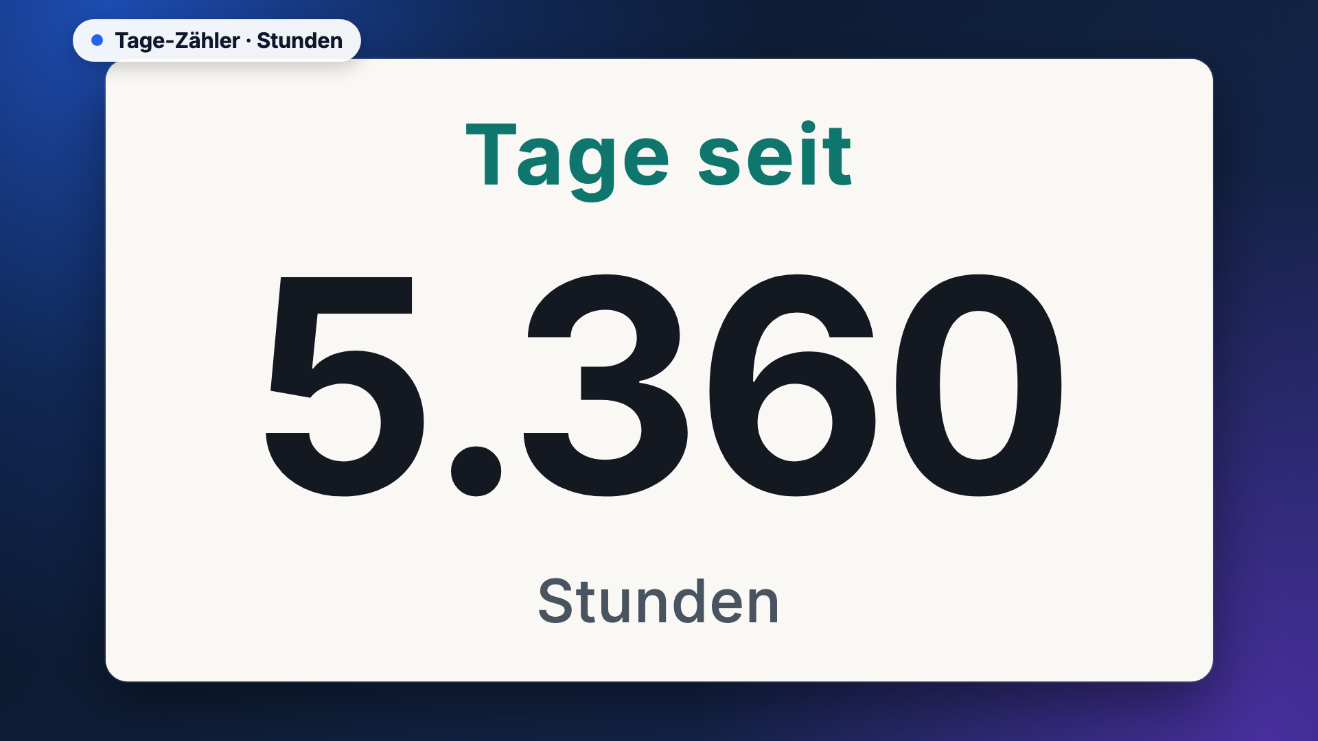 Tage-Zähler in der Ansicht Stunden