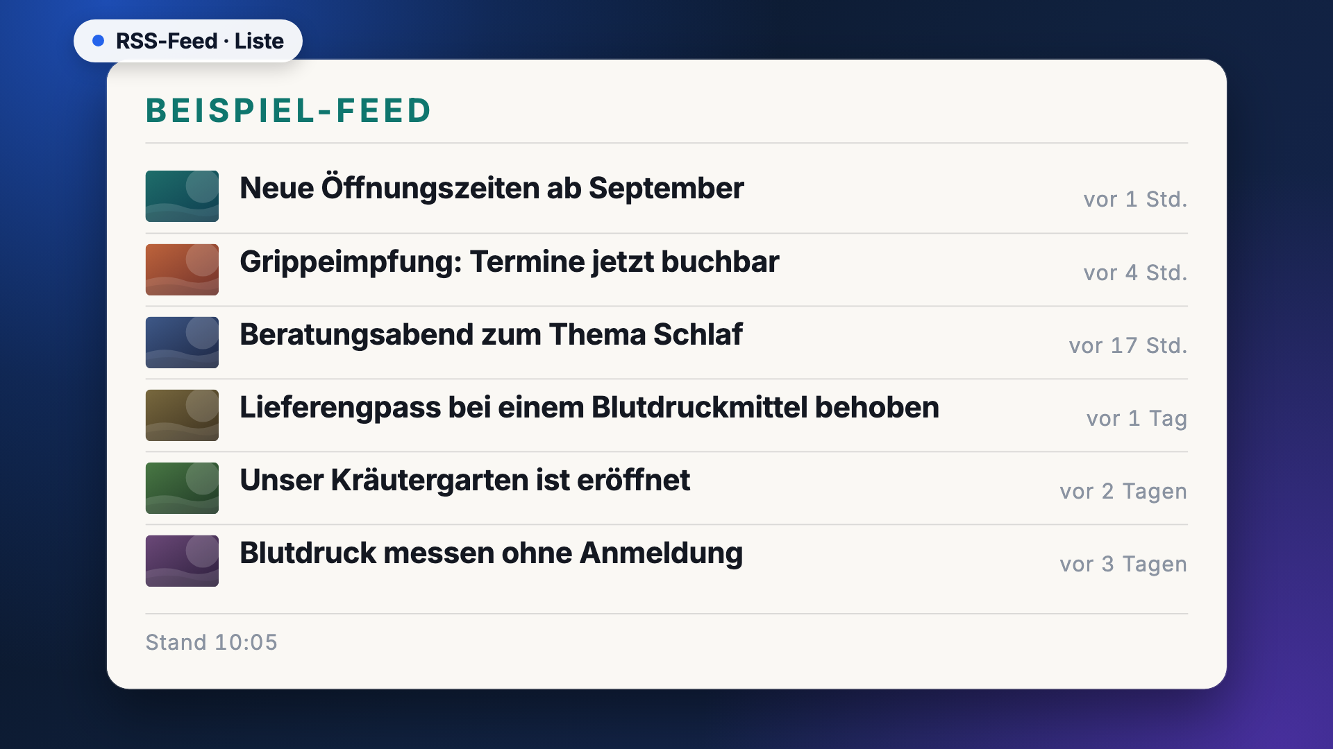 RSS-Feed in der Ansicht Liste