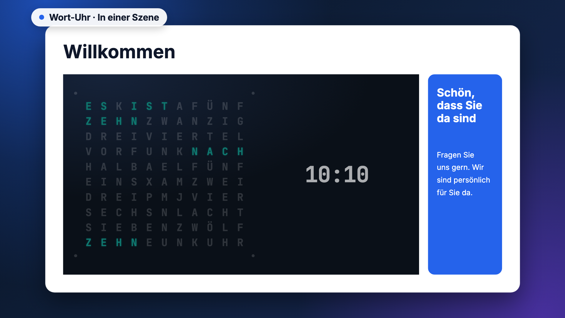 Wort-Uhr in der Ansicht scene-example