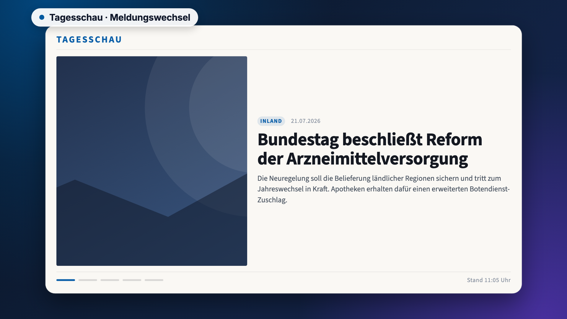 Tagesschau in der Ansicht Meldungswechsel