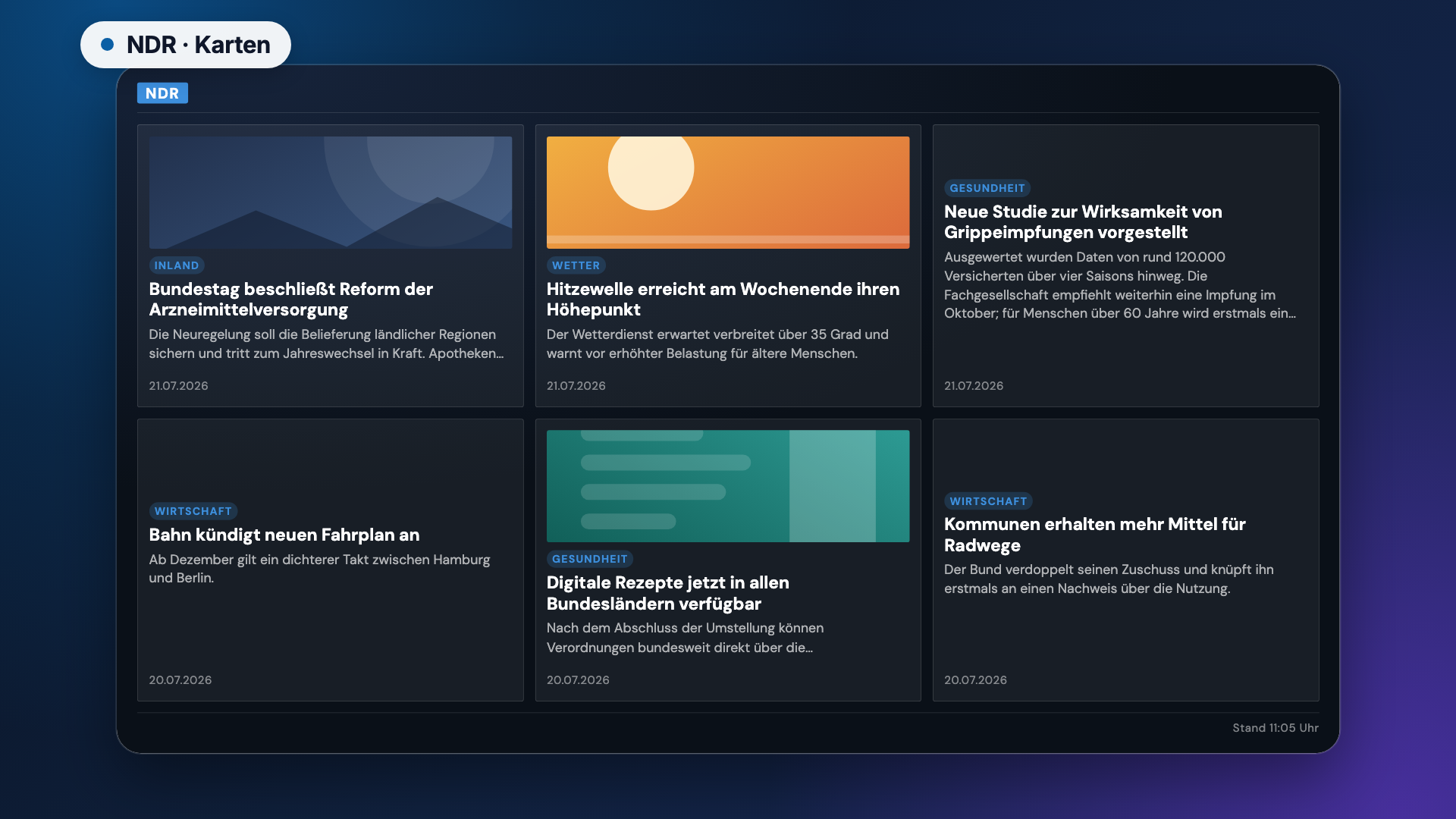 NDR in der Ansicht Karten
