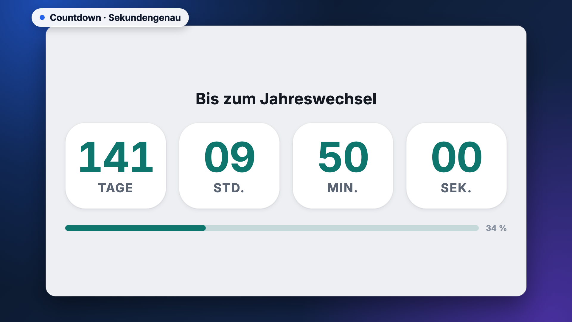 Countdown in der Ansicht Sekundengenau