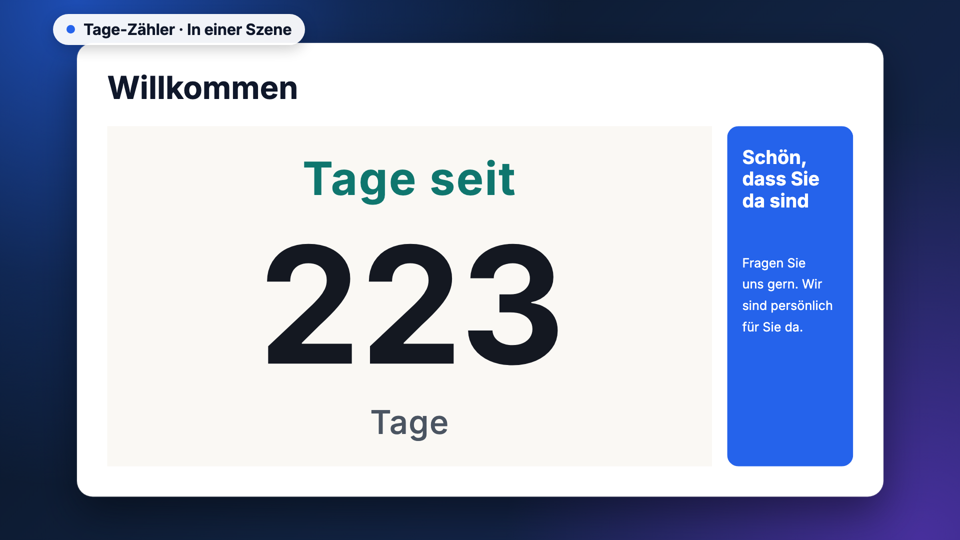 Tage-Zähler in der Ansicht scene-example