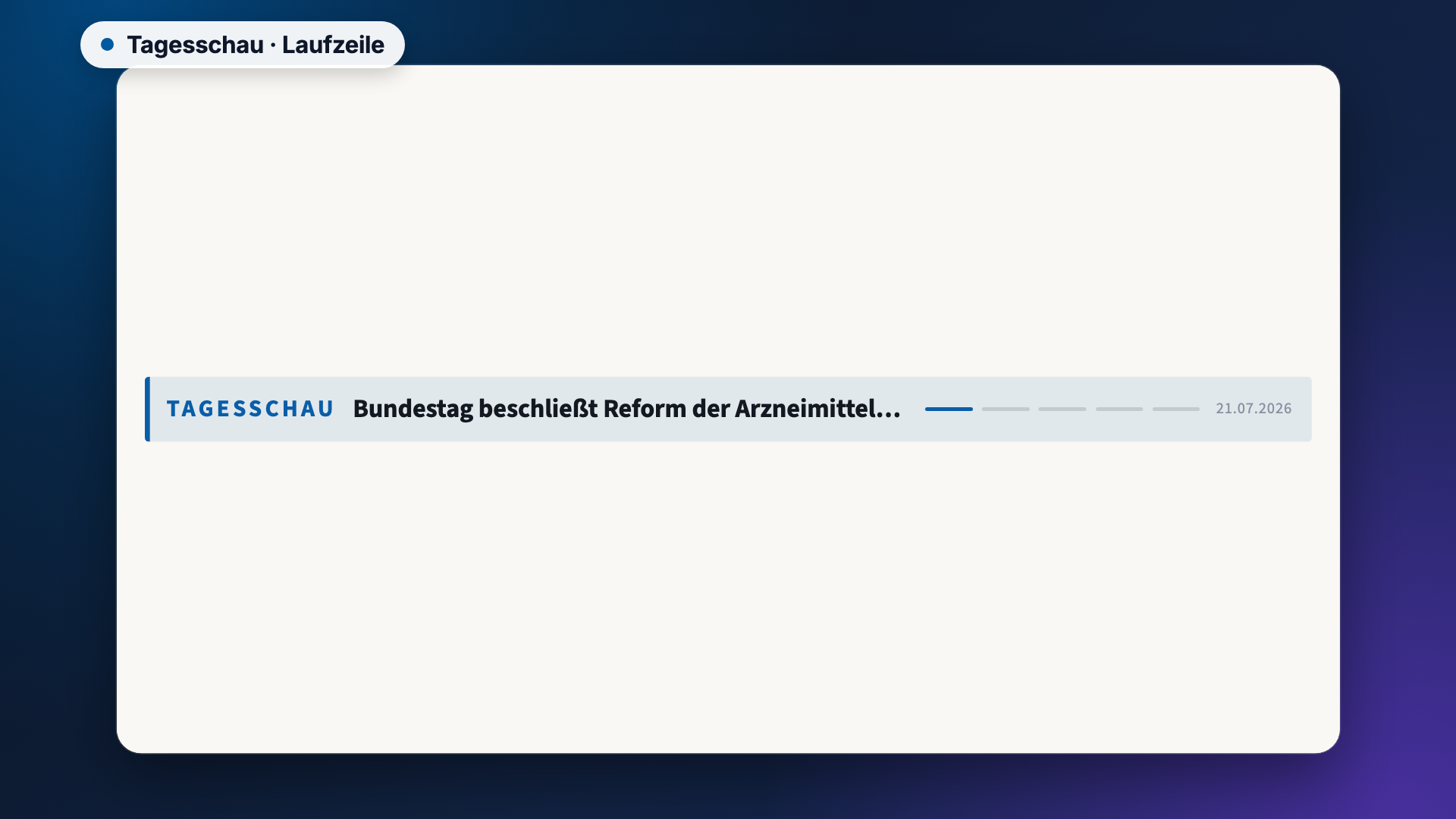 Tagesschau in der Ansicht Laufzeile