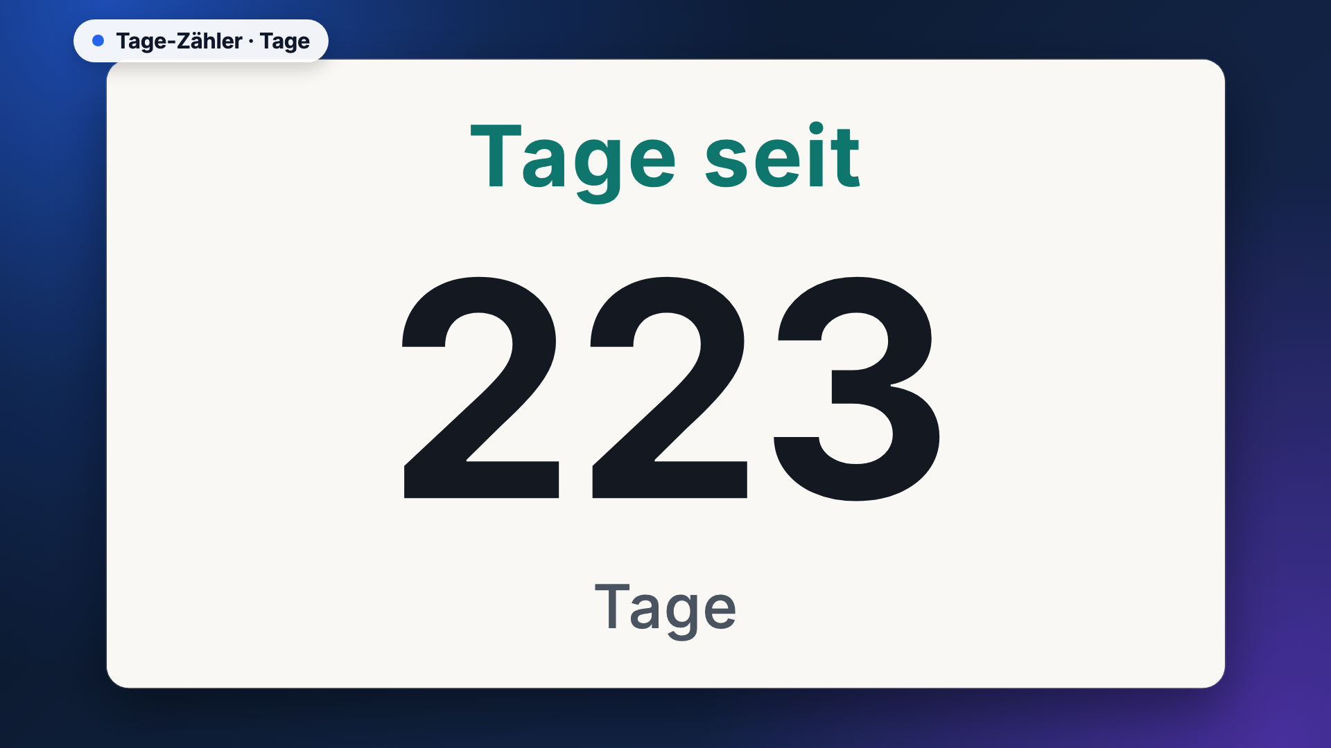 Tage-Zähler in der Ansicht Tage